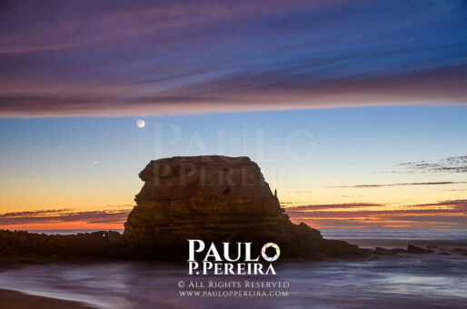 Moon and Venus at Porto Novo Beach