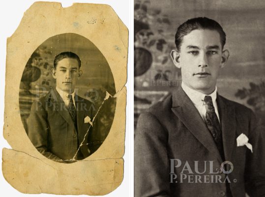 Restauro de fotografia antiga antes e depois